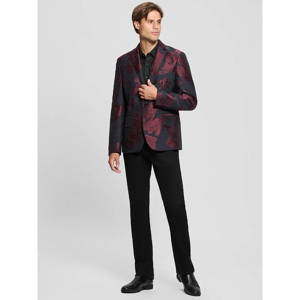 Guess Men’s Jacquard Floral Blazer Allover Floral Printed Size S